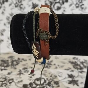Brown and Black Leather Bracelet  Wg6